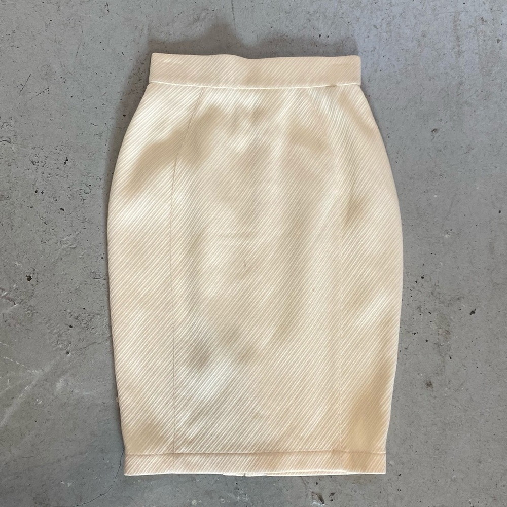 Vtg THIERRY MUGLER Wool skirt off white Sz 38
